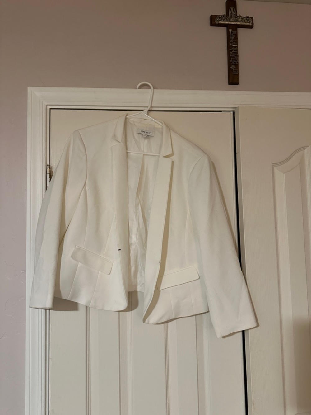 Nine West Cream Cropped Blazer Jacket for Women